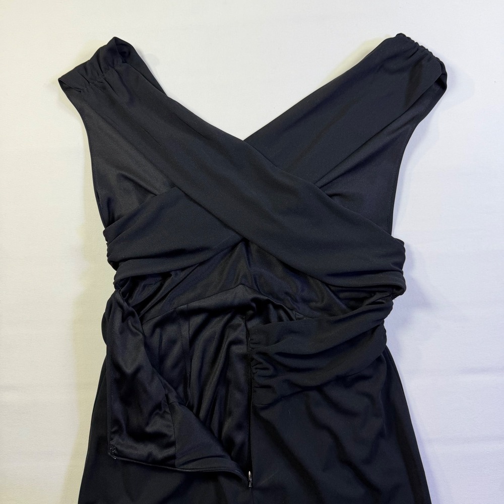 White House Black Market Black Plunge V-Neck Open Back Maxi Gown Dress 10 Sexy - Picture 8 of 14